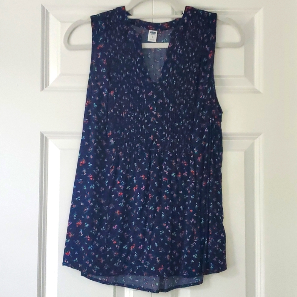Old Navy Flowy Tank Top Navy Floral S